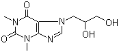结构式 CAS# 479-18-5, 二羟丙茶碱; 1,3-二甲基-7-(2,3-二羟基丙基)-3,7-二氢-1H-嘌呤-2,6-二酮