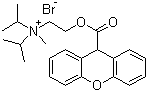 结构式 CAS# 50-34-0, 溴丙胺太林; 溴丙胺肽林; (2-羟乙基)二异丙基甲基溴化铵咕吨-9-羧酸酯