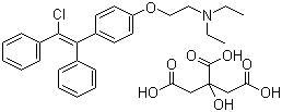 structure of CAS# 50-41-9, Clomifene citrate;2-(4-[2-Chloro-1,2-diphenylethenyl]phenoxy)-N,N-diethylethanamine citrate