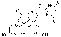 结构式 CAS# 51306-35-5, 5-(4,6-二氯三嗪)氨基荧光素