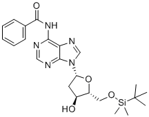N6-苯甲酰基-5'-O-叔-丁基二甲基硅烷基-2'-脱氧腺苷分子结构 (CAS 51549-39-4)