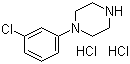 结构式 CAS# 51639-49-7, 1-(3-氯苯基)哌嗪盐酸盐; 间氯苯基哌嗪盐酸盐