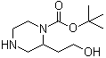 structure of CAS# 517866-79-4, 1-(tert-Butyloxycarbonyl)-2-(2-hydroxyethyl)piperazine;2-(2-Hydroxyethyl)-1-piperazinecarboxylic acid 1,1-dimethylethyl ester