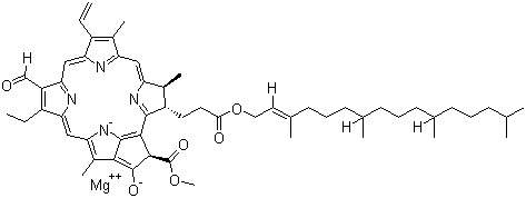 structure of CAS# 519-62-0, Chlorophyll B;(SP-4-2)-((2E,7R,11R)-3,7,11,15-Tetramethyl-2-hexadecenyl (3S,4S,21R)-9-ethenyl-14-ethyl-13-formyl-21-(methoxycarbonyl)-4,8,18-trimethyl-20-oxo-3-phorbinepropanoato(2-)-N23,N24,N25,N26]-magnesium