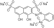 structure of CAS# 520-10-5, Arsenazo I;Trisodium 2-(hydrogenarsonatophenylazo)-1,8-dihydroxynaphthalene-3,6-disulphonate