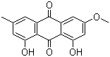 结构式 CAS# 521-61-9, 大黄素甲醚; 1,8-二羟基-3-甲氧基-6-甲基蒽醌