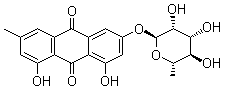 结构式 CAS# 521-62-0, 泻鼠李皮苷 A; 大黃苷 A; 大黃素鼠李糖苷