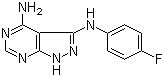 结构式 CAS# 522629-08-9, N3-(4-氟苯基)-1H-吡唑并[3,4-d]嘧啶-3,4-二胺