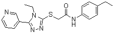 结构式 CAS# 525582-84-7, N-(4-乙基苯基)-2-[[4-乙基-5-(3-吡啶基)-4H-1,2,4-三唑-3-基]硫基]乙酰胺