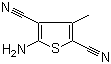 structure of CAS# 52603-48-2, 2-Amino-3,5-dicyano-4-methylthiophene;5-Amino-3-methyl-2,4-thiophenedicarbonitrile