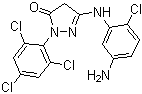 结构式 CAS# 53411-33-9, 1-(2,4,6-三氯苯基)-3-(5-氨基-2-氯苯胺基)-5-吡唑酮