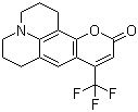 structure of CAS# 53518-18-6, Coumarin 153;2,3,5,6-1H,4H-Tetrahydro-8-trifluormethylquinolizino-(9,9a,1-gh)coumarin; 1,2,4,5,3H,6H,10H-Tetrahydro-8-trifluoromethyl[1]benzopyrano[9,9a,1-gh]quinolizin-10-one