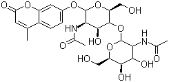 structure of CAS# 53643-12-2, 4-Methylumbelliferyl beta-D-N,N'-diacetylchitobioside