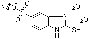 结构式 CAS# 53918-03-9, 2-巯基苯并咪唑-5-磺酸钠二水合物