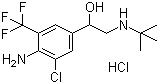 structure of CAS# 54240-36-7, Mabuterol hydrochloride;1-[4-Amino-3-chloro-5-(trifluoromethyl)phenyl]-2-(tert-butylamino)ethanol hydrochloride