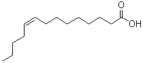 structure of CAS# 544-64-9, Myristolenic acidTetradecenoic acid;(9Z)-9-Tetradecenoic acid; (Z)-9-Tetradecenoic acid; 9(Z)-Tetradecenoic acid; 9(Z)-Tetradecenoic acid; 9-cis-Tetradecenoic acid
