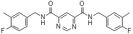 structure of CAS# 544678-85-5, N,N'-Bis[(4-fluoro-3-methylphenyl)methyl]-4,6-pyrimidinedicarboxamide