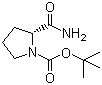 结构式 CAS# 54503-10-5, N-Boc-D-脯氨酰胺; (R)-2-(氨基甲酰)吡咯烷-1-甲酸叔丁酯