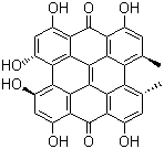 structure of CAS# 548-04-9, Hypericin;1,3,4,6,8,13-Hexahydroxy-10,11-di-methylphenanthro(1,10,9,8,opqra)perylene-7,14-dione; 4,5,7,4',5',7'-Hexahydroxy-2,2'-dimethylnaphthodianthrone