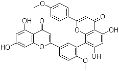 structure of CAS# 548-19-6, Isoginkgetin;4',4'''-Dimethylamentoflavone; 5,5'',7,7''-Tetrahydroxy-4',4'''-dimethoxy-3''',8-biflavone; 8-[5-(5,7-Dihydroxy-4-oxo-4H-1-benzopyran-2-yl)-2-methoxyphenyl]-5,7-dihydroxy-2-(4-methoxyphenyl)-4H-1-benzopyran-4-one