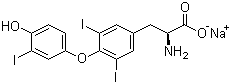 结构式 CAS# 55-06-1, 三碘代甲状腺素钠盐; L-三碘甲状腺氨酸钠; 3,3',5-三碘-L-甲腺原氨酸钠盐