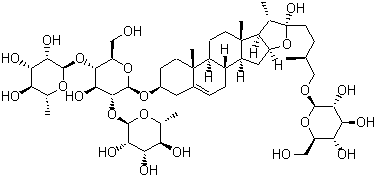 structure of CAS# 55056-80-9, Protodioscin;26-O-beta-D-Glycopyranosyl-22-hydroxyfurost-5-ene-3beta,26-diol-3-O-beta-diglucorhamnoside