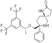 structure of CAS# 552292-08-7, Rolapitant;(5S,8S)-8-[[[(1R)-1-[3,5-Bis(trifluoromethyl)phenyl]ethyl]oxy]methyl]-8-phenyl-1,7-diazaspiro[4.5]decan-2-one