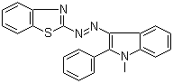 结构式 CAS# 55773-66-5, 2-[2-(1-甲基-2-苯基-1H-吲哚-3-基)偶氮]苯并噻唑