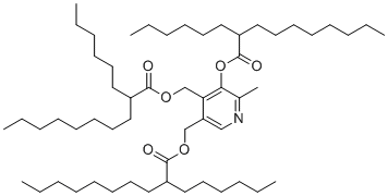 structure of CAS# 564478-51-9, Pyridoxine tris-hexyldecanoate;[5-(2-hexyldecanoyloxy)-4-(2-hexyldecanoyloxymethyl)-6-methylpyridin-3-yl]methyl 2-hexyldecanoate