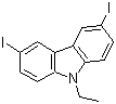 structure of CAS# 57103-07-8, 3,6-Diiodo-9-ethylcarbazole;3,6-Diiodo-N-ethylcarbazole; 9-Ethyl-3,6-diiodo-9H-carbazole; 9-Ethyl-3,6-diiodocarbazole