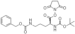 结构式 CAS# 57225-25-9, N2-[叔丁氧羰基]-N5-[苄氧羰基]-L-鸟氨酸琥珀酰亚胺基酯