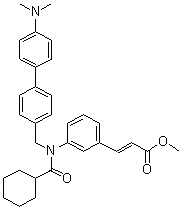 structure of CAS# 574013-66-4, Fexaramine;(2E)-3-[3-[(Cyclohexylcarbonyl)[[4'-(dimethylamino)[1,1'-biphenyl]-4-yl]methyl]amino]phenyl]-2-propenoic acid methyl ester