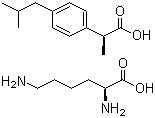 结构式 CAS# 57469-77-9, 布洛芬赖氨酸盐; 2-甲基-对异丁基苯乙酸赖氨酸盐