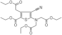 structure of CAS# 58194-26-6, Tetraethyl ranelate;5-[Bis(2-ethoxy-2-oxoethyl)amino]-4-cyano-2-(ethoxycarbonyl)-3-thiopheneacetic acid ethyl ester