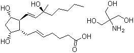 结构式 CAS# 58551-69-2, 卡前列素氨基丁三醇; (Z)-7-[(3R,5S)-3,5-二羟基-2-[(E,3S)-3-羟基-3-甲基辛-1-烯基]环戊基]庚-5-烯酸氨基丁三醇