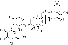 structure of CAS# 58558-08-0, Saikosaponin B1;(3b,4a,16b)-16,23,28-Trihydroxyoleana-11,13(18)-dien-3-yl-6-deoxy-3-O-beta-D-glucopyranosyl-beta-D-galactopyranoside