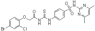 结构式 CAS# 587841-73-4, 2-(4-溴-2-氯苯氧基)-N-[[[4-[[(4,6-二甲基-2-嘧啶基)氨基]磺酰基]苯基]氨基]硫代甲酰基]乙酰胺