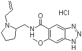 structure of CAS# 59338-87-3, Alizapride hydrochloride;6-Methoxy-N-[(1-prop-2-enylpyrrolidin-2-yl)methyl]-2H-benzotriazole-5-carboxamide hydrochloride