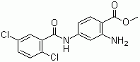 structure of CAS# 59673-82-4, Methyl 2-amino-4-(((2,5-dichlorophenyl)amino)carbonyl)benzoate;2-Amino-4-(((2,5-dichlorophenyl)amino)carbonyl)benzoic acid methyl ester