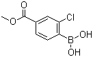 structure of CAS# 603122-80-1, Methyl 4-borono-3-chlorobenzoate;2-Chloro-4-(methoxycarbonyl)phenylboronic acid