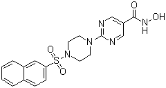 structure of CAS# 604769-01-9, N-Hydroxy-2-[4-(2-naphthalenylsulfonyl)-1-piperazinyl]-5-pyrimidinecarboxamide;JNJ 16241199; R 306465