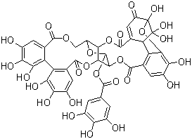 structure of CAS# 60976-49-0, Geraniin;beta-D-Glucopyranose cyclic 2-7:4-5-(3,6-dihydro-2,9,10,11,11-pentahydroxy-3-oxo-2,6-methano-2H-1-benzoxocin-5,7-dicarboxylate) cyclic 3,6-(4,4',5,5',6,6'-hexahydroxy[1,1'-biphenyl]-2,2'-dicarboxylate) 1-(3,4,5-trihydroxybenzoate) stereoisomer