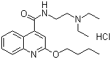 结构式 CAS# 61-12-1, 盐酸地布卡因; 盐酸辛可卡因; 2-丁氧基-N-(2-二乙氨基乙基)-4-喹啉甲酰胺盐酸盐
