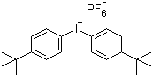 结构式 CAS# 61358-25-6, 双(4-叔丁基苯)碘鎓六氟磷酸盐; 二叔丁基苯碘鎓六氟磷酸盐