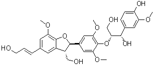 结构式 CAS# 613684-55-2, (1S,2R)-2-[4-[(2R,3S)-2,3-二氢-3-(羟基甲基)-5-[(1E)-3-羟基-1-丙烯-1-基]-7-甲氧基-2-苯并呋喃基]-2,6-二甲氧基苯氧基]-1-(4-羟基-3-甲氧基苯基)-1,3-丙二醇