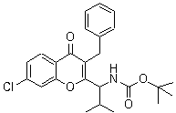 结构式 CAS# 618430-24-3, [1-[7-氯-4-氧代-3-(苯基甲基)-4H-1-苯并吡喃-2-基]-2-甲基丙基]氨基甲酸叔丁酯