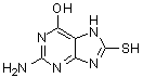 结构式 CAS# 6324-72-7, 2-氨基-6-羟基-8-巯基嘌呤