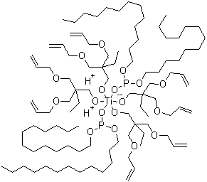Tetra(2,2-diallyloxymethyl-1-butyl)bis(ditridecylphosphite)titanate molecular structure (CAS 64157-14-8)