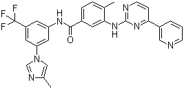 structure of CAS# 641571-10-0, Nilotinib;4-Methyl-3-((4-(3-pyridinyl)-2-pyrimidinyl)amino)-N-(5-(4-methyl-1H-imidazol-1-yl)-3-(trifluoromethyl)phenyl)benzamide