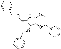 甲基 2,3,5-三-O-苄基-D-呋喃核糖苷分子结构 (CAS 64363-77-5)